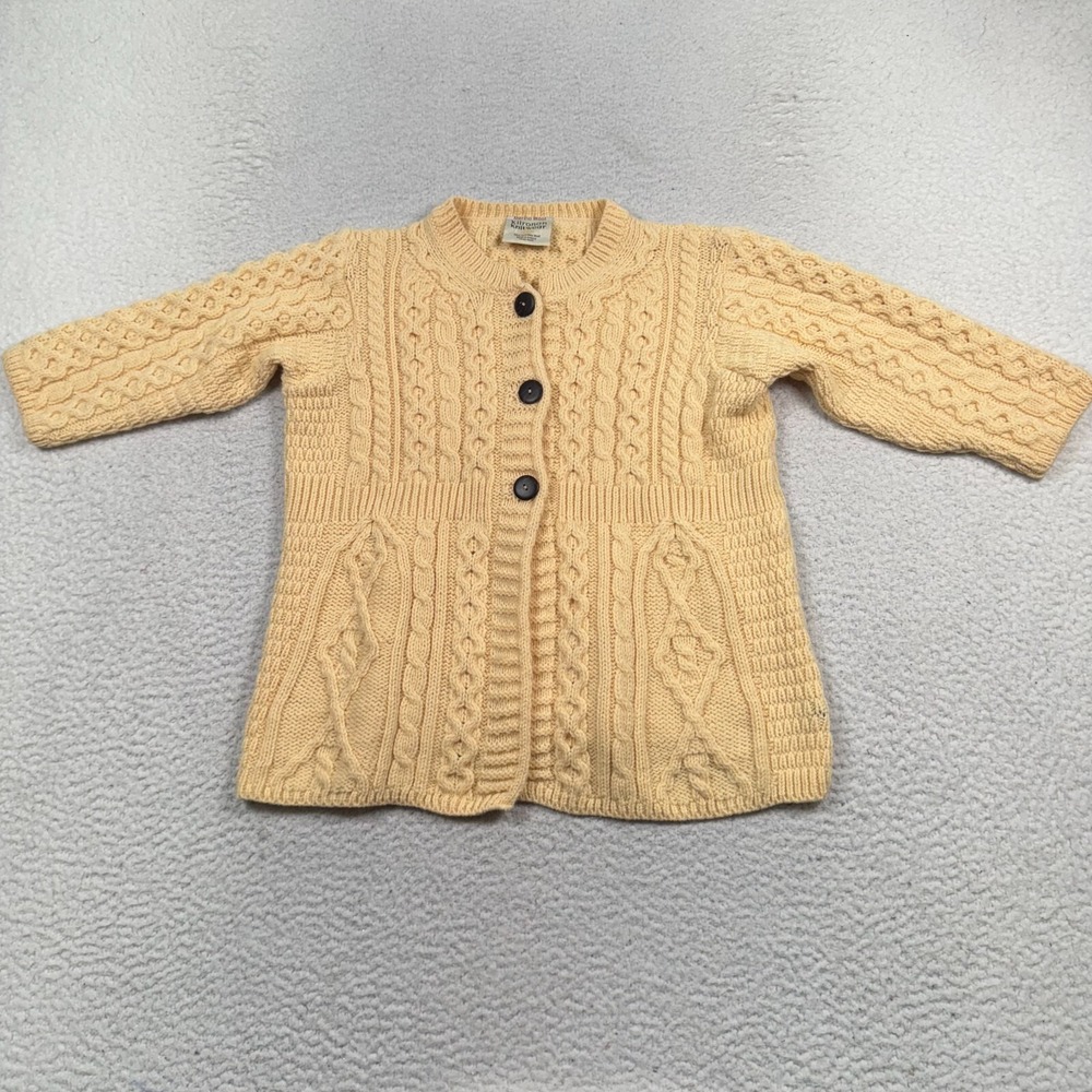 Kilronan Knitwear 100% Merino Wool Sweater Womens XS Cardigan Ireland Cable Knit